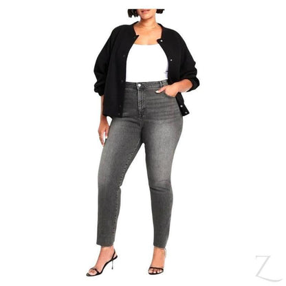 Ladies High Rise Super Strong Slightly Stretchy Slim Fit Denim Jeans With Cropped Hem | Plain | "Samina"