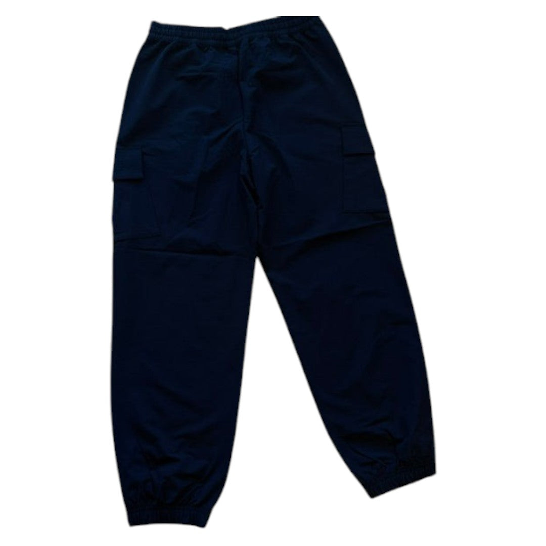 Zalemart men's black athletic cargo jogger pants with elasticated waist, side pockets, and cuffed ankles.