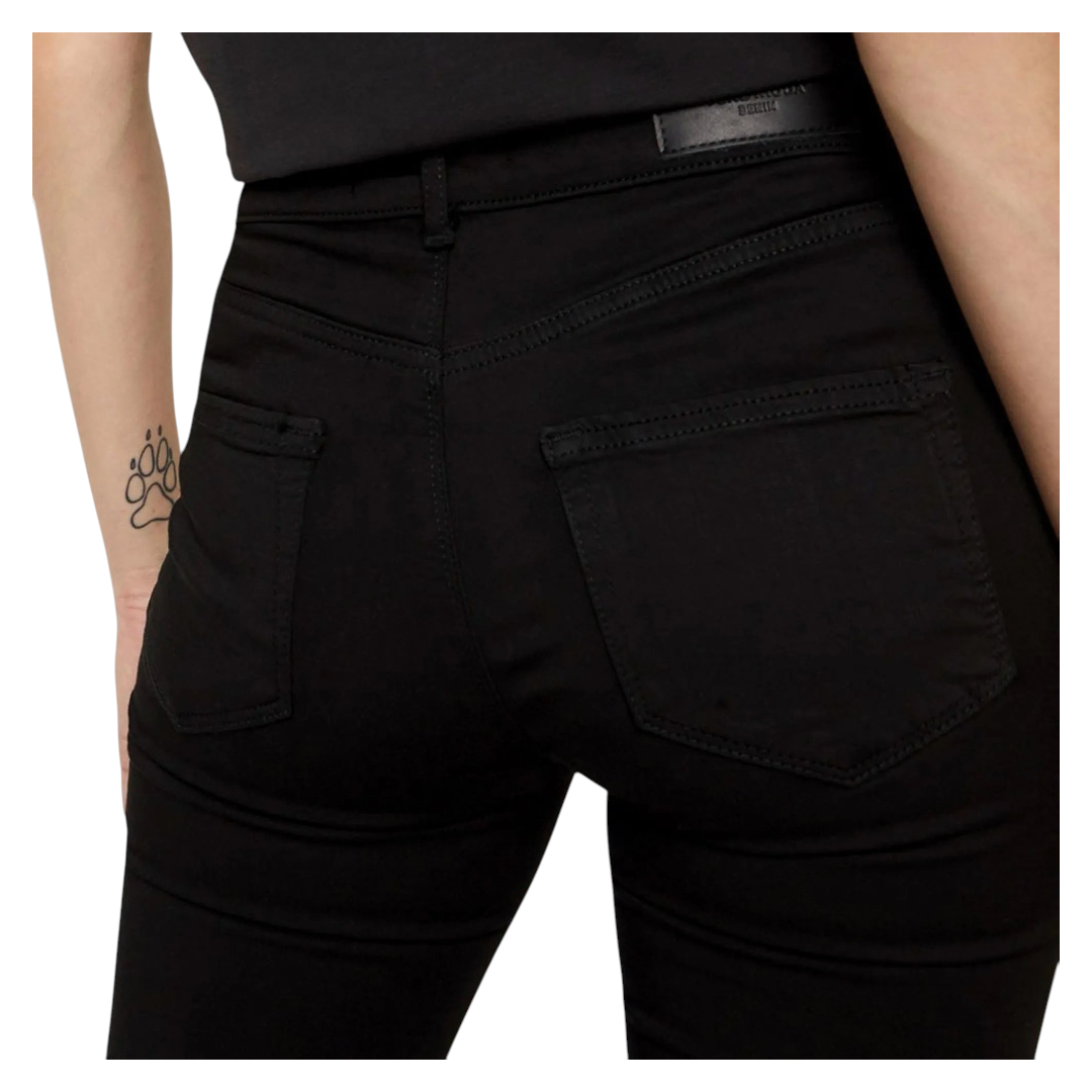 Zalemart black super skinny mid-rise stretchy denim jeans with back pockets and a slim fit silhouette