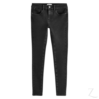 Zalemart black super skinny jeans featuring 360-degree stretch fabric, mid-rise waist, and five-pocket design.
