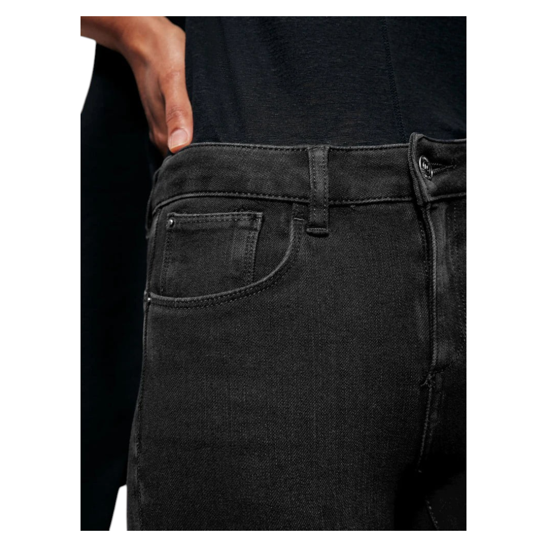 Zalemart black super skinny jeans with 360-degree stretch fabric and mid-rise waist detail