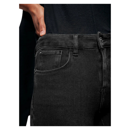 Zalemart black super skinny jeans with 360-degree stretch fabric and mid-rise waist detail