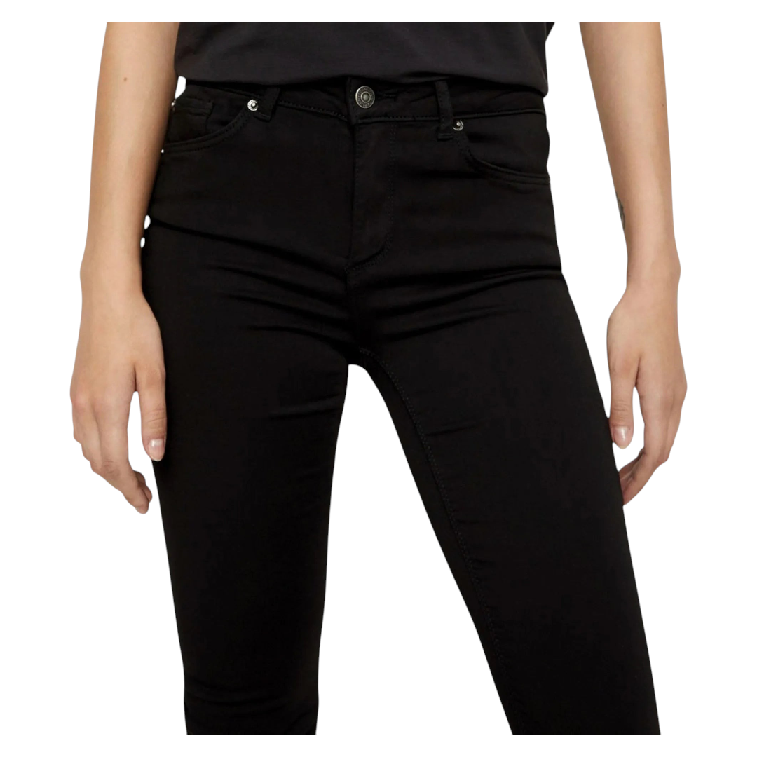 Zalemart ladies black super skinny mid-rise stretchy denim jeans with five-pocket design