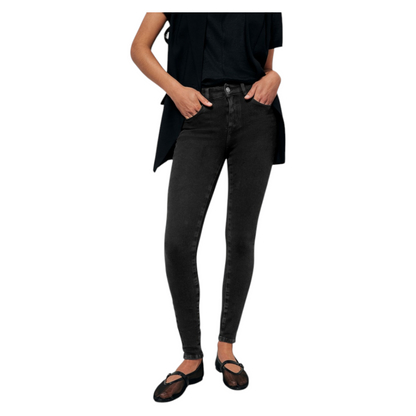 Zalemart women's black super skinny jeans with 360-degree stretch and a flattering mid-rise fit.