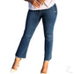 Ladies Super Strong Slightly Stretchy Cropped Flared Denim Jeans | Plain | "Zia"