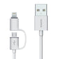 Romoss 2 in 1 USB-A to Lightning | Micro USB | 1m Cable - White