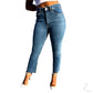 Ladies Super Strong Slightly Stretchy Cropped Flared Denim Jeans | Plain | "Zia"