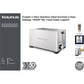 Taurus Toaster 4 Slice Stainless Steel Brushed 5 Heat Settings 1400W "My Toast Duplo Legend"