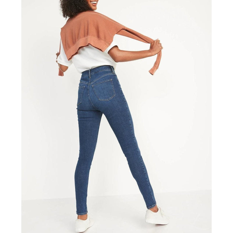 Buy-Ladies Extra High Rise Super Skinny Stretchy Blue Jeans | 1 Knee Ripped | "Samina"-Online-in South Africa-on Zalemart