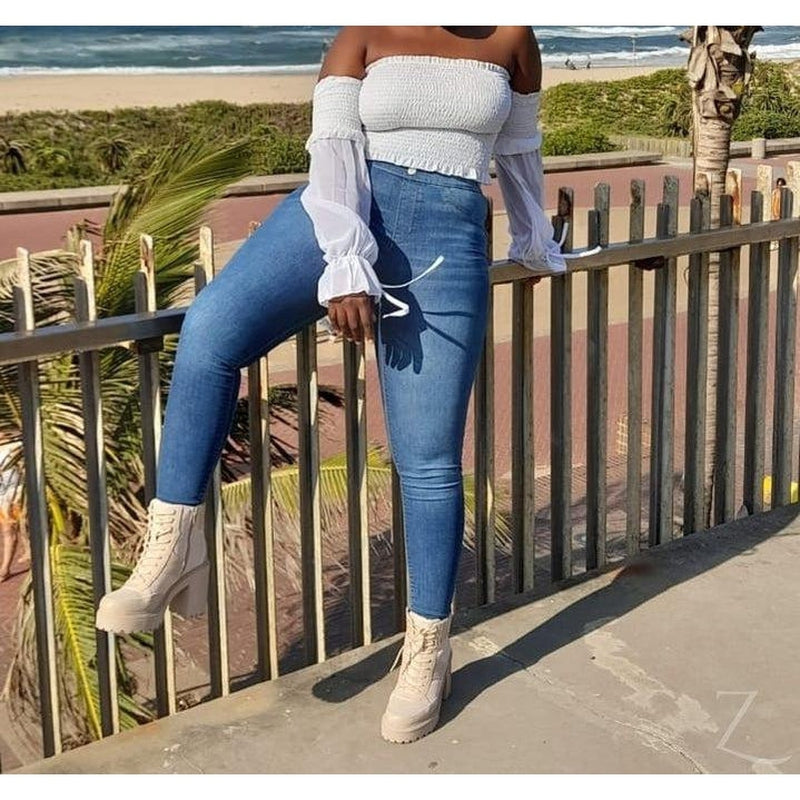 Buy-Ladies High Rise Super Skinny Super Stretchy Extra Soft Denim Jeggings | Plain | "Ibhuku"-Online-in South Africa-on Zalemart