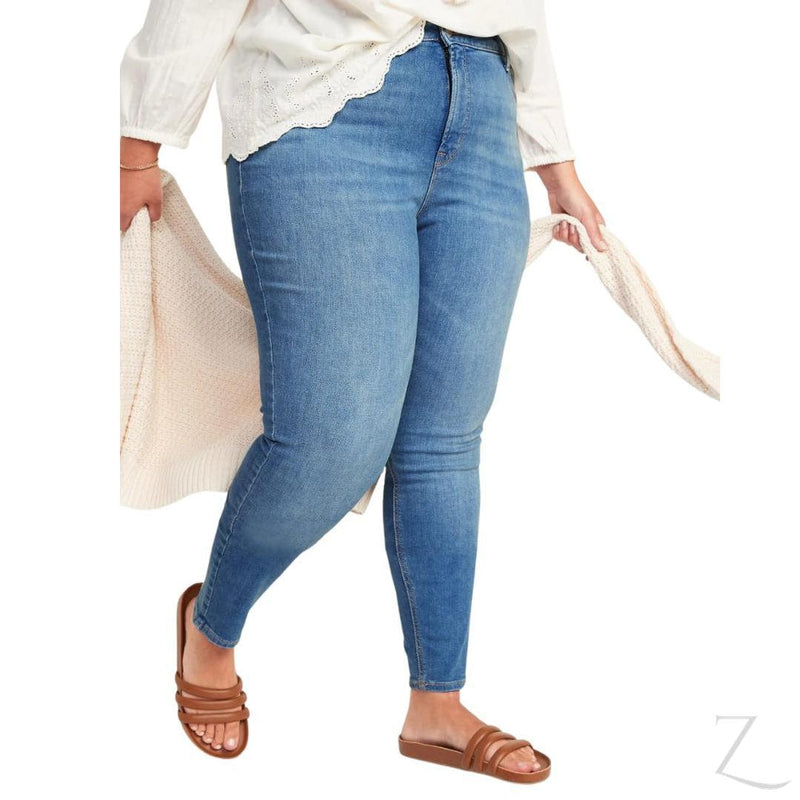 Buy-Ladies High Rise Super Skinny Super Stretchy Strong Denim Jeans | Plain | "Samina"-Blue-42-Online-in South Africa-on Zalemart