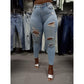 Buy-Ladies High Waist Super Skinny Stretchy Strong Denim Jeans | Ripped | "Diza"-Online-in South Africa-on Zalemart
