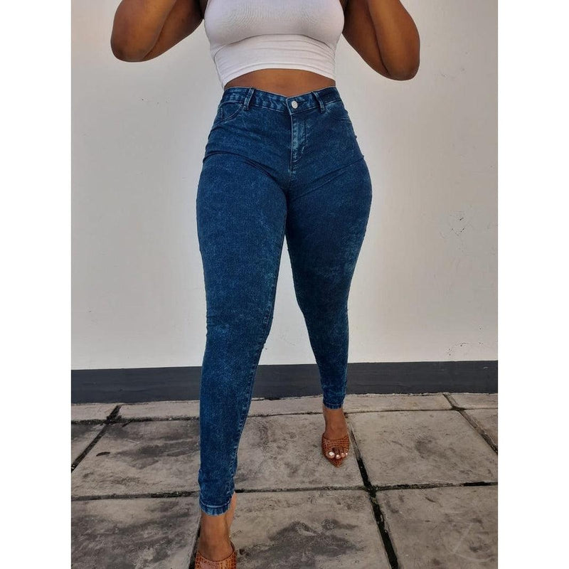 Buy-Ladies High Waist Super Skinny Stretchy Strong Denim Jeggings | Plain | "Khaya"-Online-in South Africa-on Zalemart