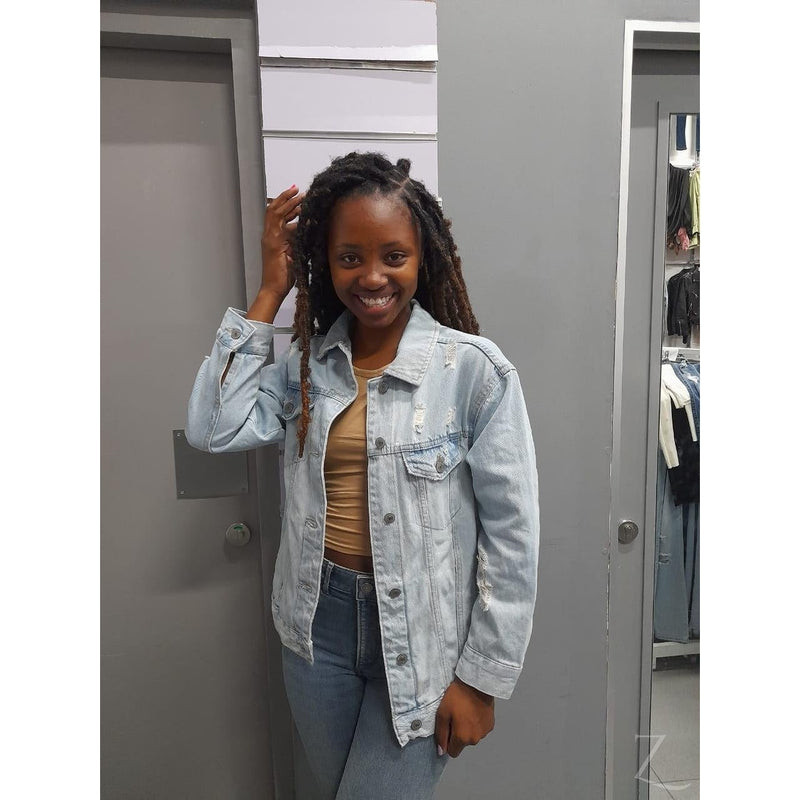 Buy-Ladies Oversized Super Strong Denim Jacket | Ripped | "Ijusi"-Online-in South Africa-on Zalemart