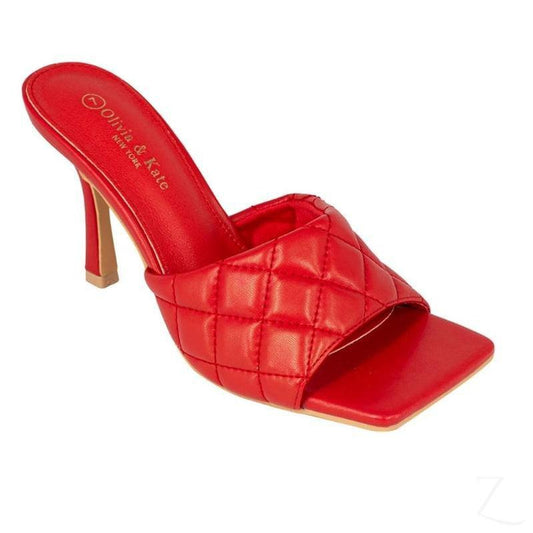 Buy-Ladies Quilted Stiletto Heels | "Okay"-Red-4-Online-in South Africa-on Zalemart
