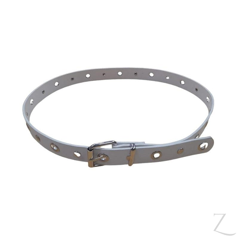 Buy-Ladies Single Grommet Faux Leather Belt | "Fele"-White-XS/S-Online-in South Africa-on Zalemart