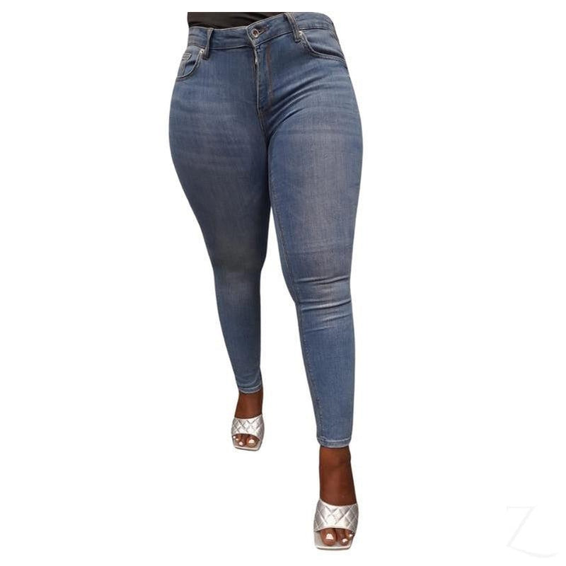 Buy-Ladies Super Stretchy Super Skinny Strong Denim Jeans | Plain | "Zia"-Light Blue-28-Online-in South Africa-on Zalemart