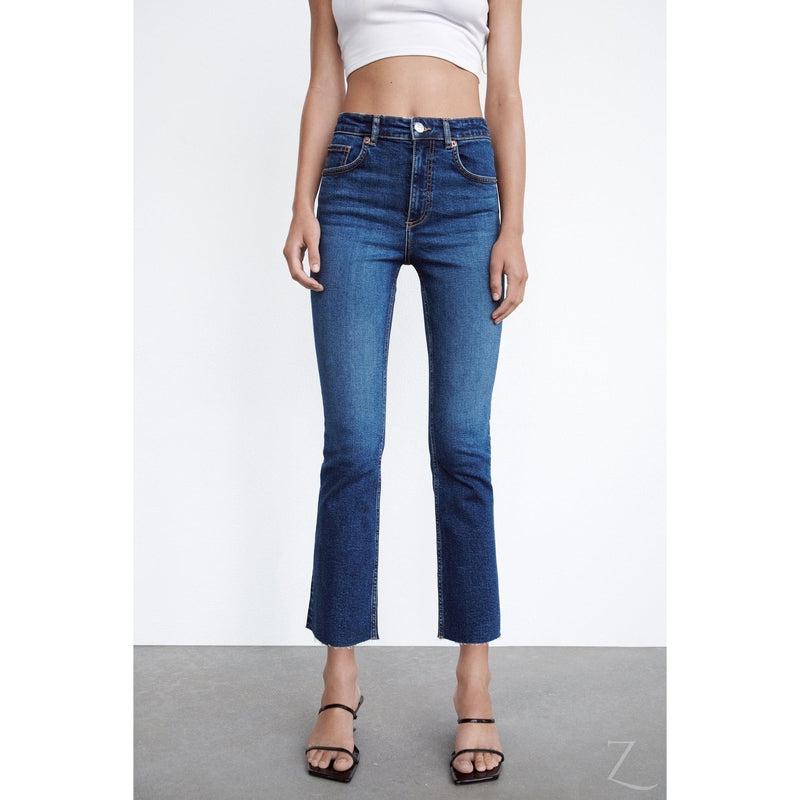 Buy-Ladies Super Strong Slightly Stretchy Cropped Flared Jeans | Plain | "Zia"-Online-in South Africa-on Zalemart