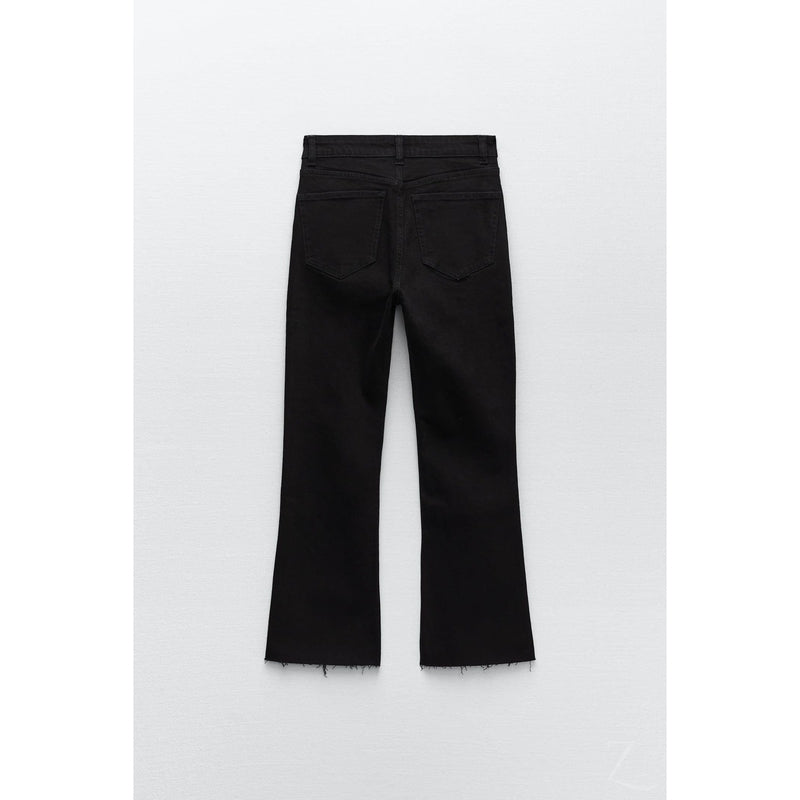 Buy-Ladies Super Strong Slightly Stretchy Cropped Flared Jeans | Plain | "Zia"-Online-in South Africa-on Zalemart