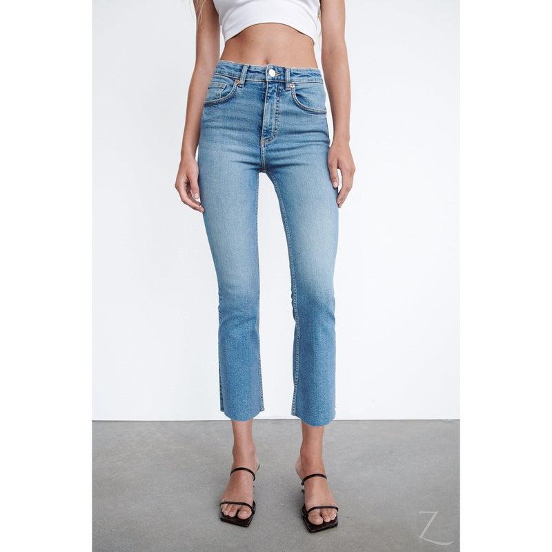 Buy-Ladies Super Strong Slightly Stretchy Cropped Flared Jeans | Plain | "Zia"-Online-in South Africa-on Zalemart