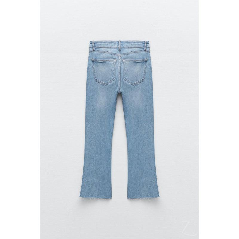 Buy-Ladies Super Strong Slightly Stretchy Cropped Flared Jeans | Plain | "Zia"-Online-in South Africa-on Zalemart
