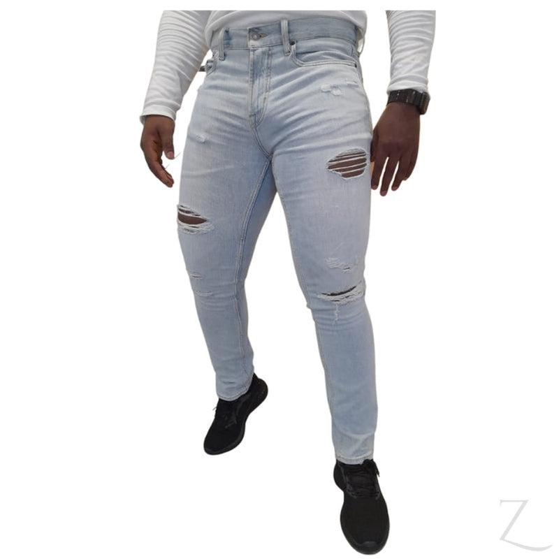 Buy-Men's Slim-Straight Strong Denim Jeans | Ripped | "Samina"-Light Blue-29-Regular-Online-in South Africa-on Zalemart