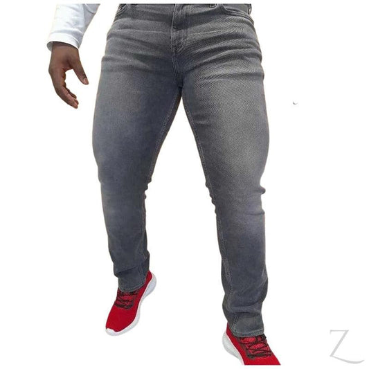 Buy-Men's Super Strong Slightly Stretchy Slim-Straight Denim Jeans | Plain | "Mowz"-Grey-29-Regular-Online-in South Africa-on Zalemart
