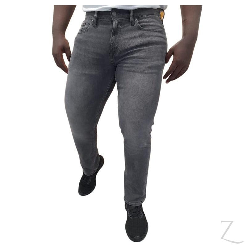 Buy-Men's Super Strong Slightly Stretchy Straight Leg Denim Jeans | Plain | "Mowz"-Grey-28-Regular-Online-in South Africa-on Zalemart