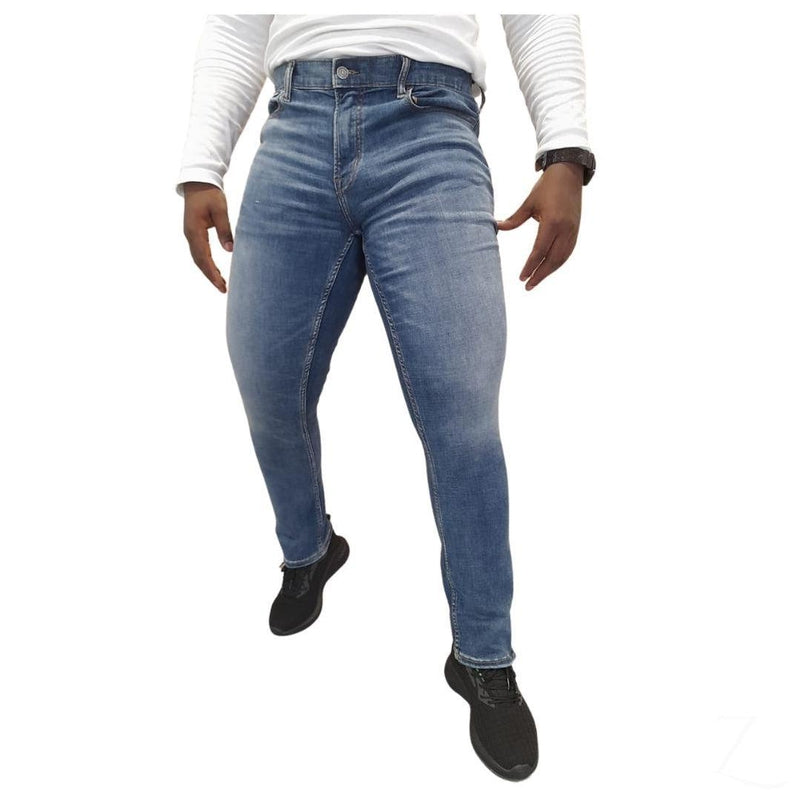 Buy-Men's Super Strong Stretchy Slim-Straight Denim Jeans | Plain | "Samina"-Blue-28-Online-in South Africa-on Zalemart