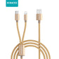 Romoss 2 in 1 USB to Lightning | Type C | 1.5m Cable - Gold