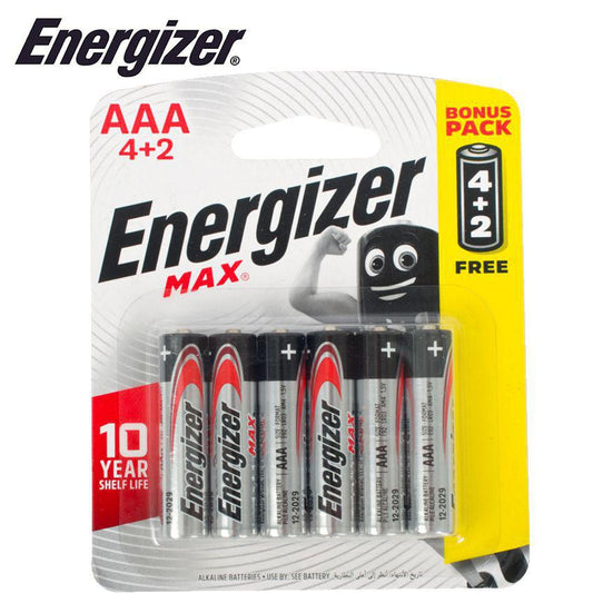 ENERGIZER MAX AAA BATTERIES - 6 PACK (4+2 FREE)