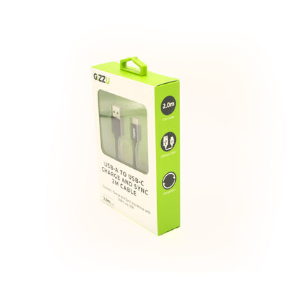 GIZZU USB2.0 A to USB-C 2m Cable - Black