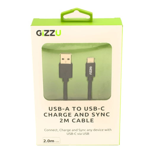 GIZZU USB2.0 A to USB-C 2m Cable - Black