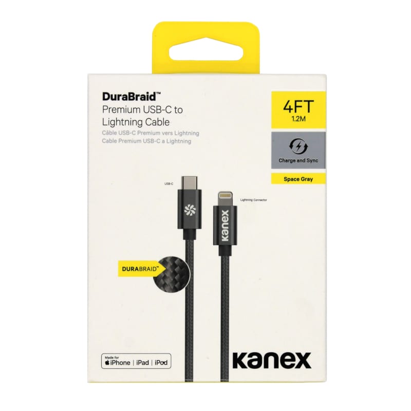 Kanex USB-C to Lightning 1.2m Durabraid Cable - Space Grey