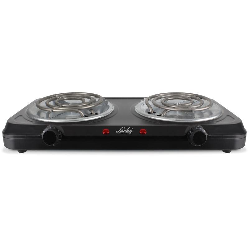 Lucky Hotplate Adjustable Temperature Black Double Plate 2000W
