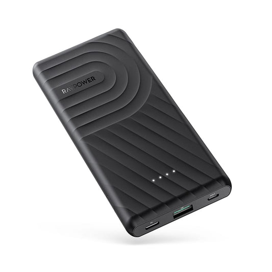 RAVPOWER 10000mAh 1x USB | 1x Type-C PD18W/QC3.0 Power Bank - Black