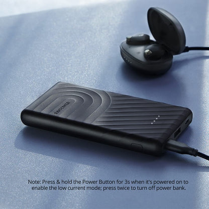 RAVPOWER 10000mAh 1x USB | 1x Type-C PD18W/QC3.0 Power Bank - Black