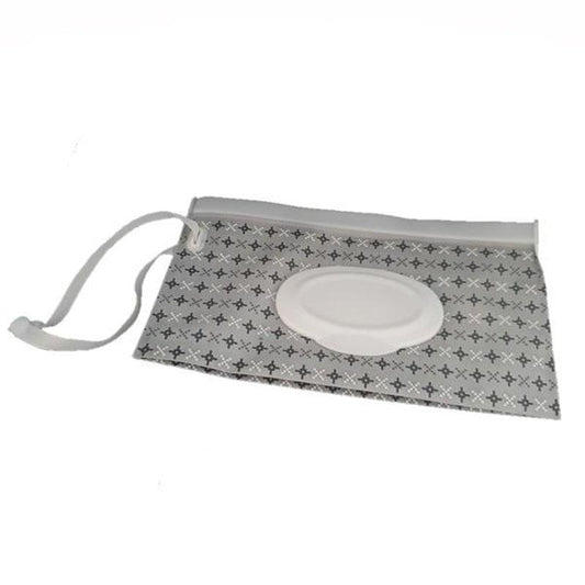 Reusable Wet Wipes Pouch - Black & Grey Stars