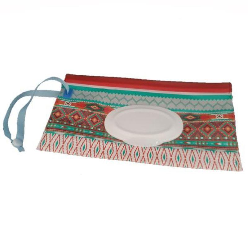 Reusable Wet Wipes Pouch - Blue & Brown Ethnic