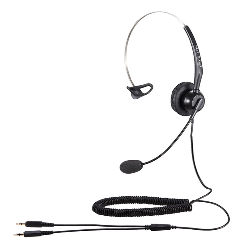 Calltel T800 Mono-Ear Noise-Cancelling Headset - Dual 3.5mm