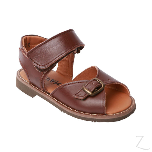 Elefante Velcro Girls School Sandals - Brown