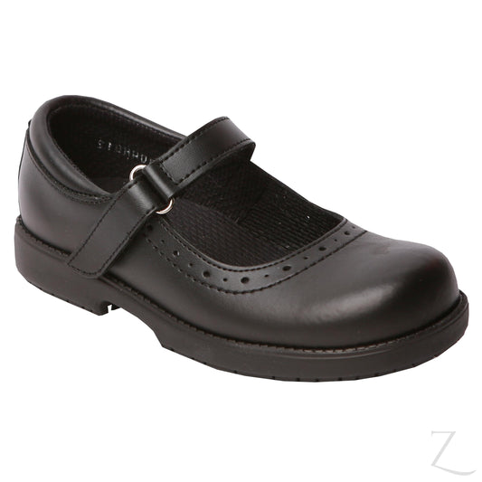 Greencross Velcro Girls School Shoes - Black