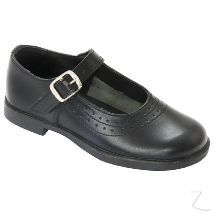 Toughees Kate (Broad Fit) Barover School Shoes - Black