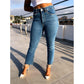 Ladies Super Strong Slightly Stretchy Cropped Flared Denim Jeans | Plain | "Zia"