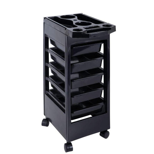Lucky Salon Trolley Plastic Black 5 Tier