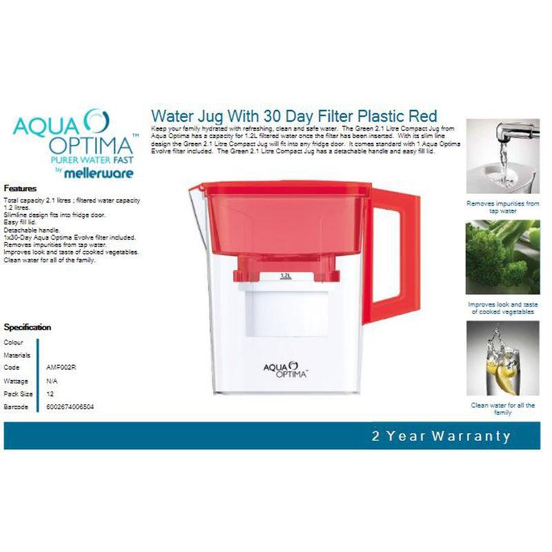 Buy-Aqua Optima Water Jug With 30 Day Filter Plastic Red 2.1L "Compact"-Online-in South Africa-on Zalemart