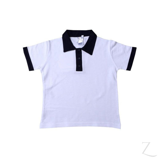 Buy-Golf Shirt Plain - White/Navy-Age 4-5-Online-in South Africa-on Zalemart