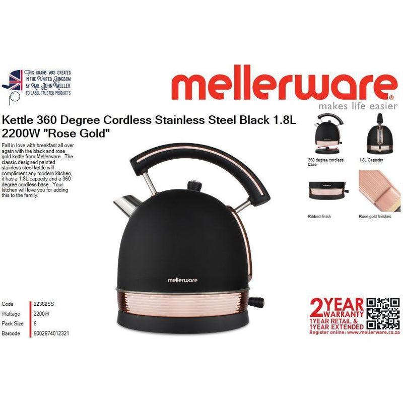 Buy-Mellerware Kettle 360 Degree Cordless Stainless Steel Black 1.8L 2200W "Rose Gold"-Online-in South Africa-on Zalemart