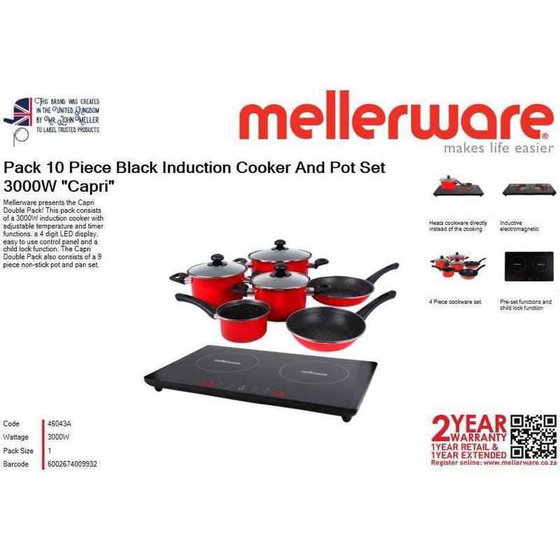 Buy-Mellerware Pack 10 Piece Black Induction Cooker And Pot Set 3000W "Capri"-Online-in South Africa-on Zalemart