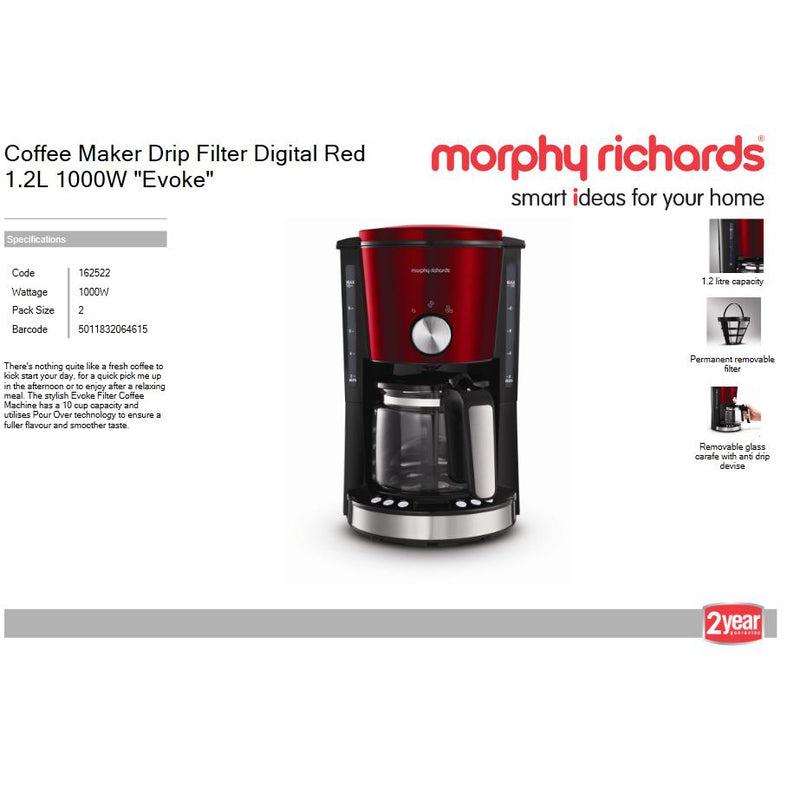 Buy-Morphy Richards Coffee Maker Drip Filter Digital Red 1.2L 1000W "Evoke"-Online-in South Africa-on Zalemart